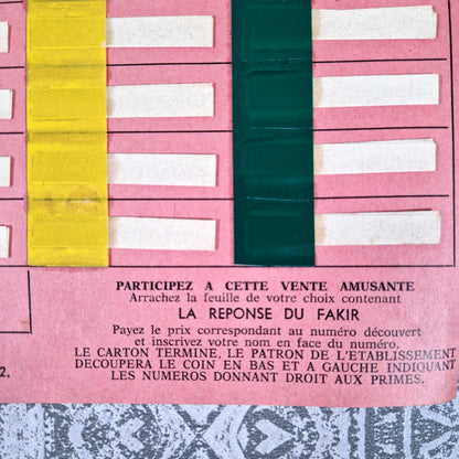 vintage ask the fakir lottery card 1950s