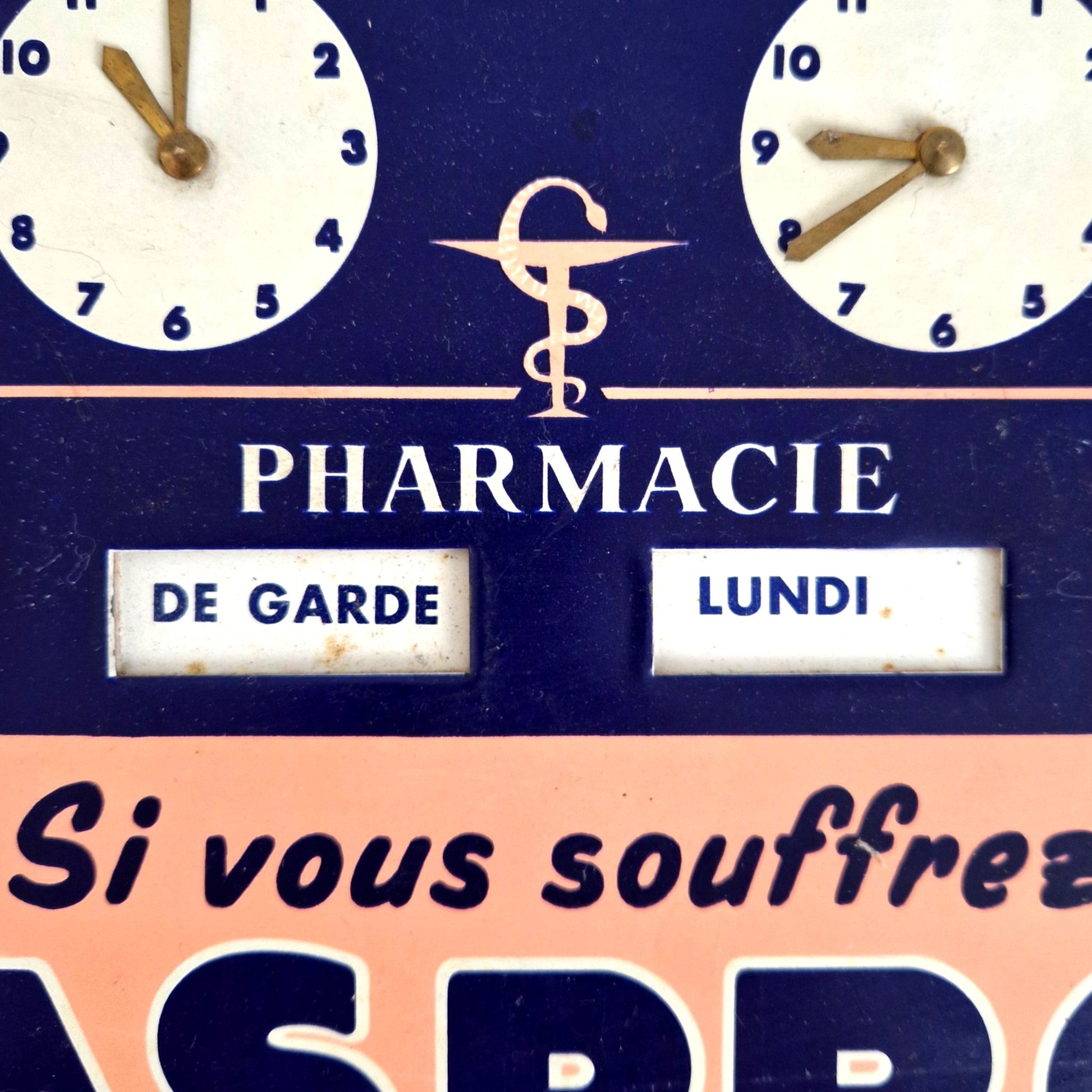 vintage aspro. pharmacy signboard 1950