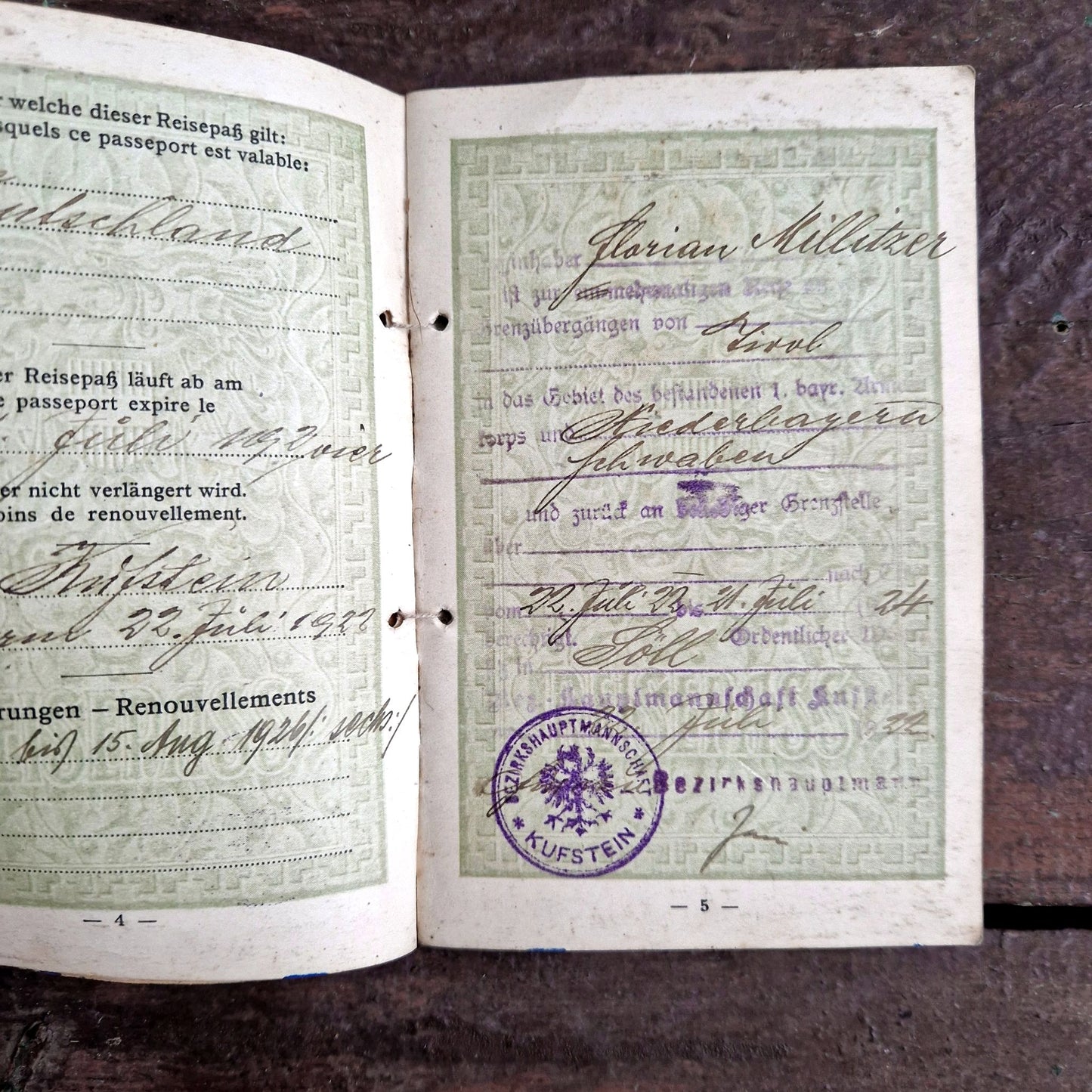 vintage austrian identity card 1920
