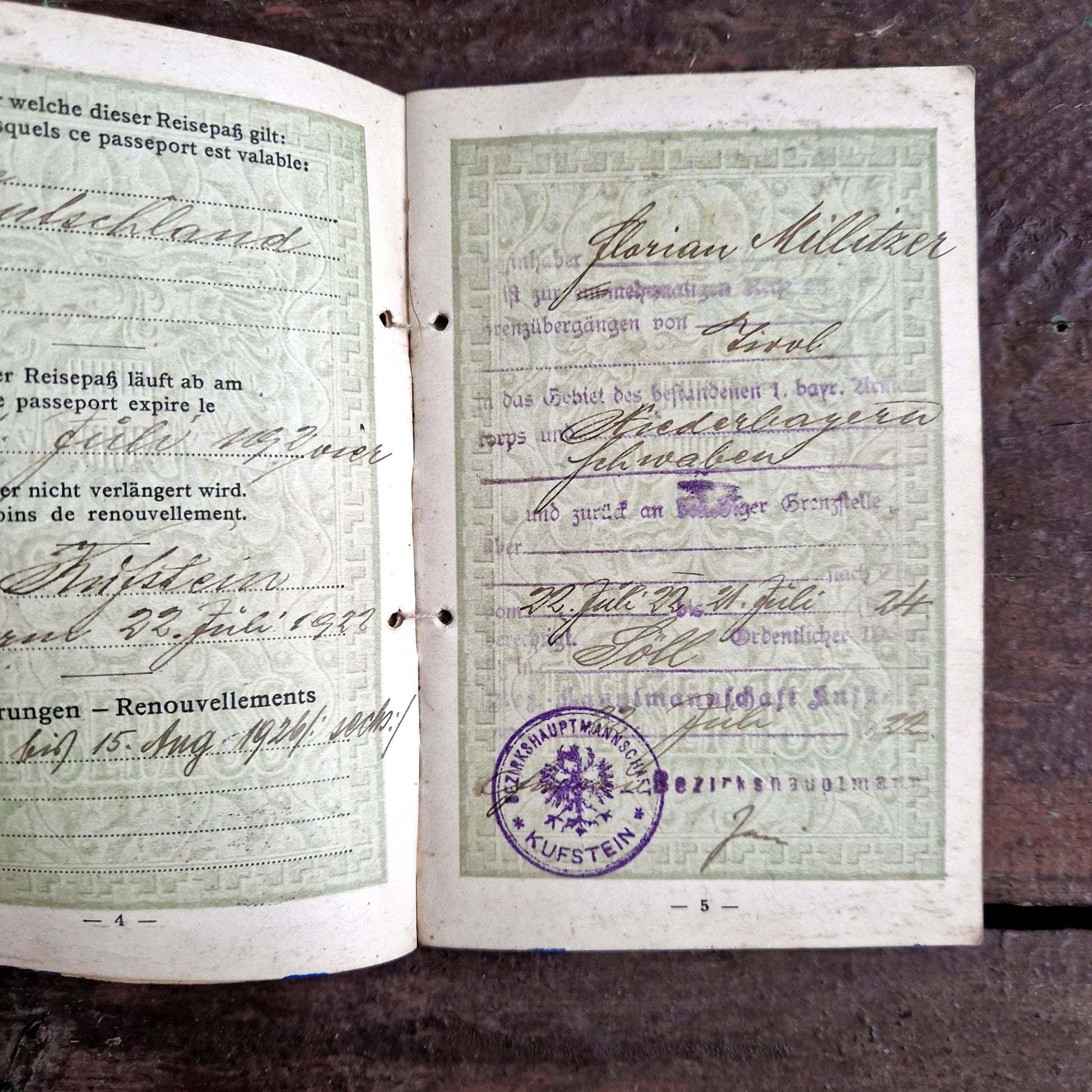 vintage austrian identity card 1920