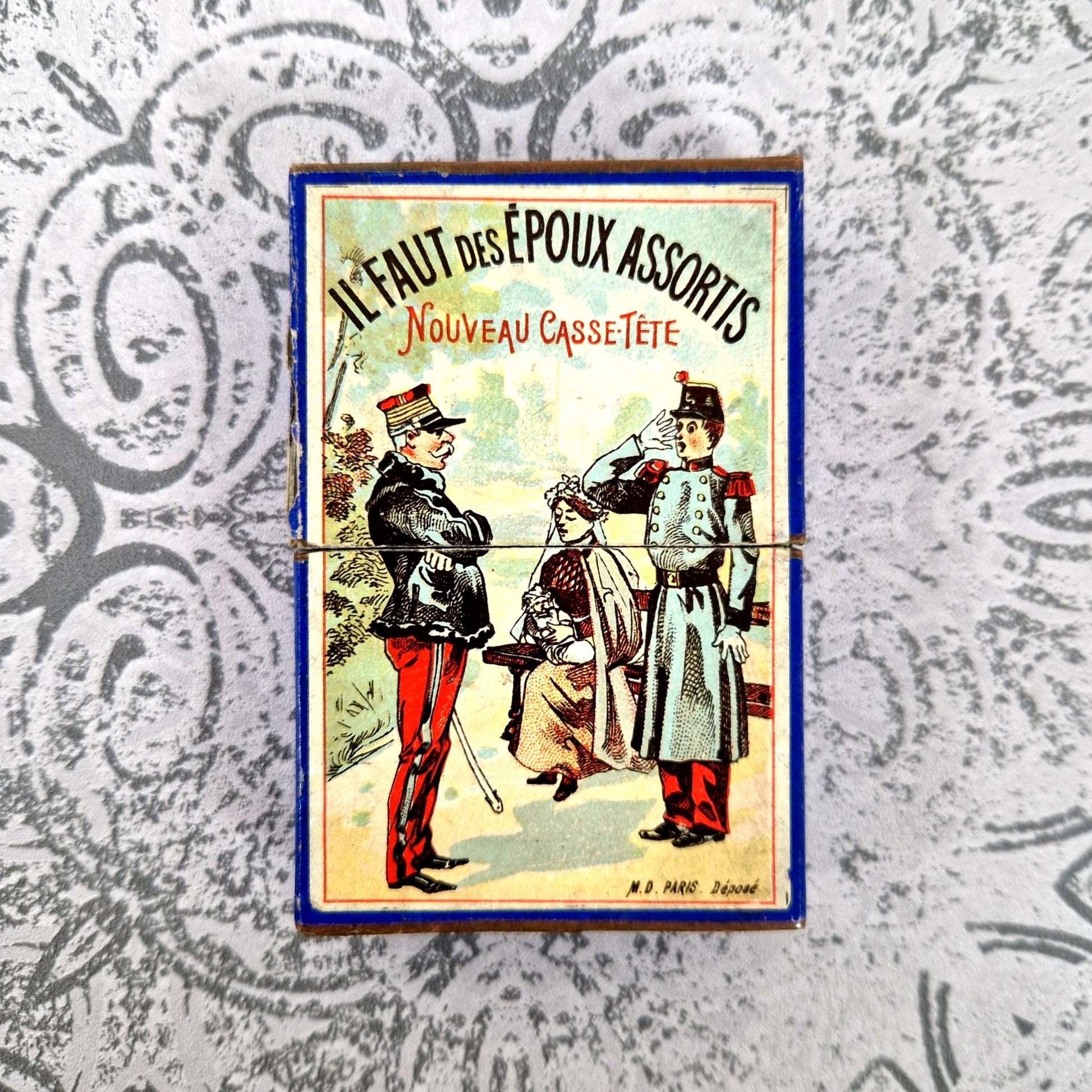 vintage card game french couple puzzle