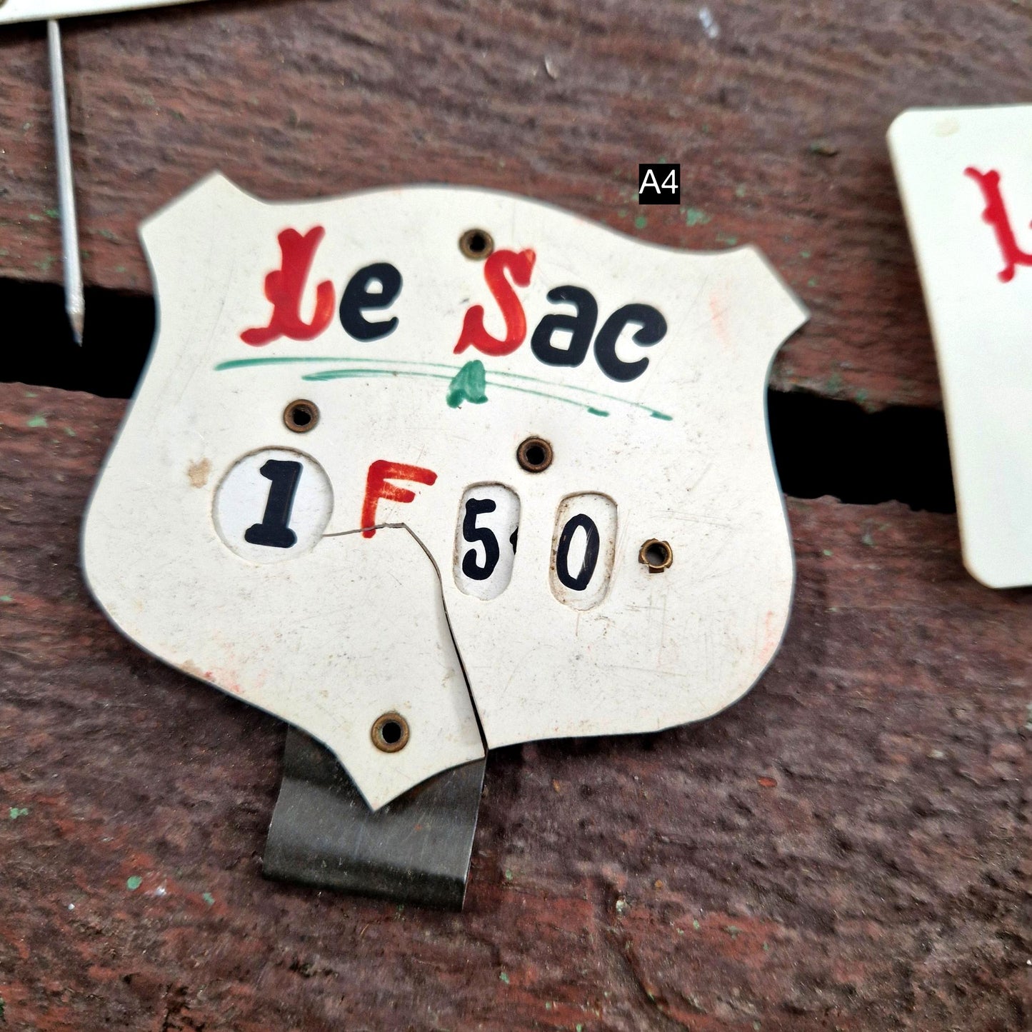 vintage celluloid price tag france grocery