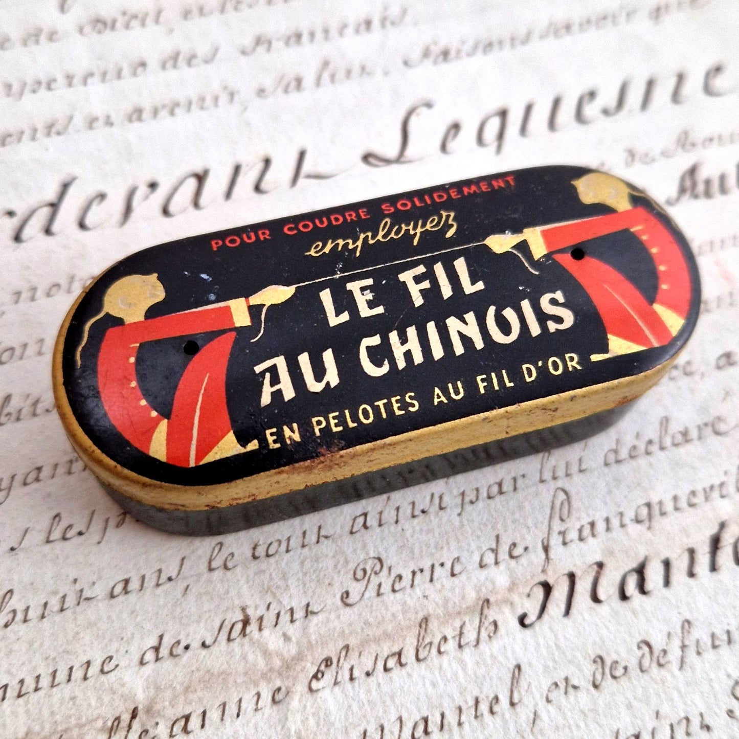 vintage chinese thread tin