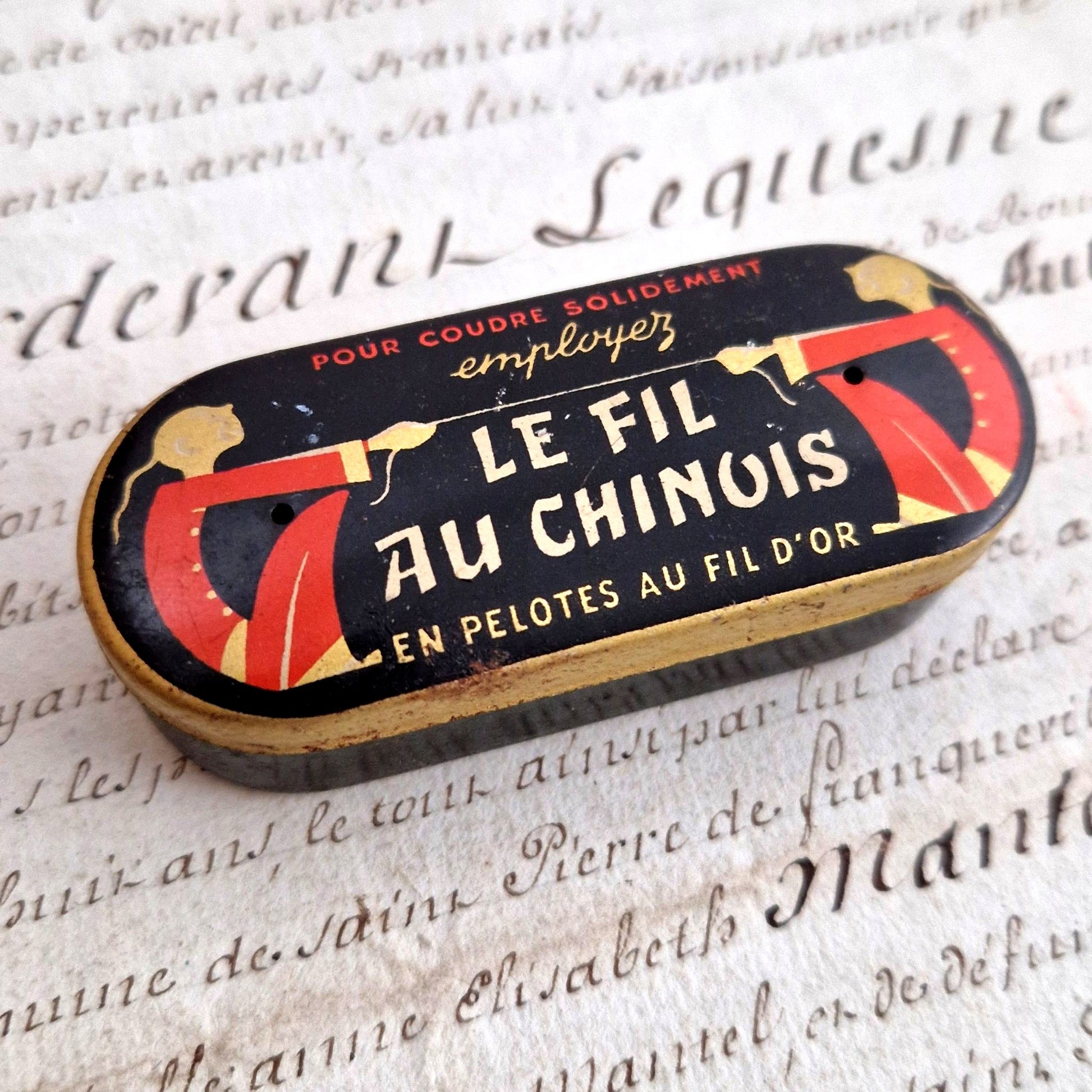 vintage chinese thread tin