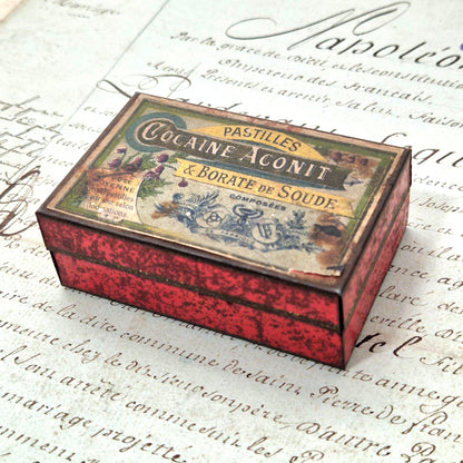 vintage cocaine tin aconite