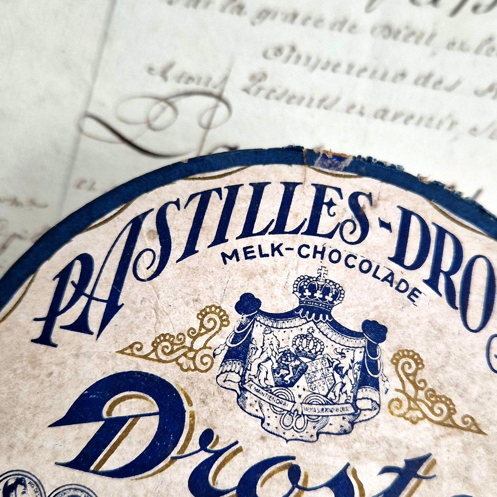 vintage droste cocoa tin cardboard