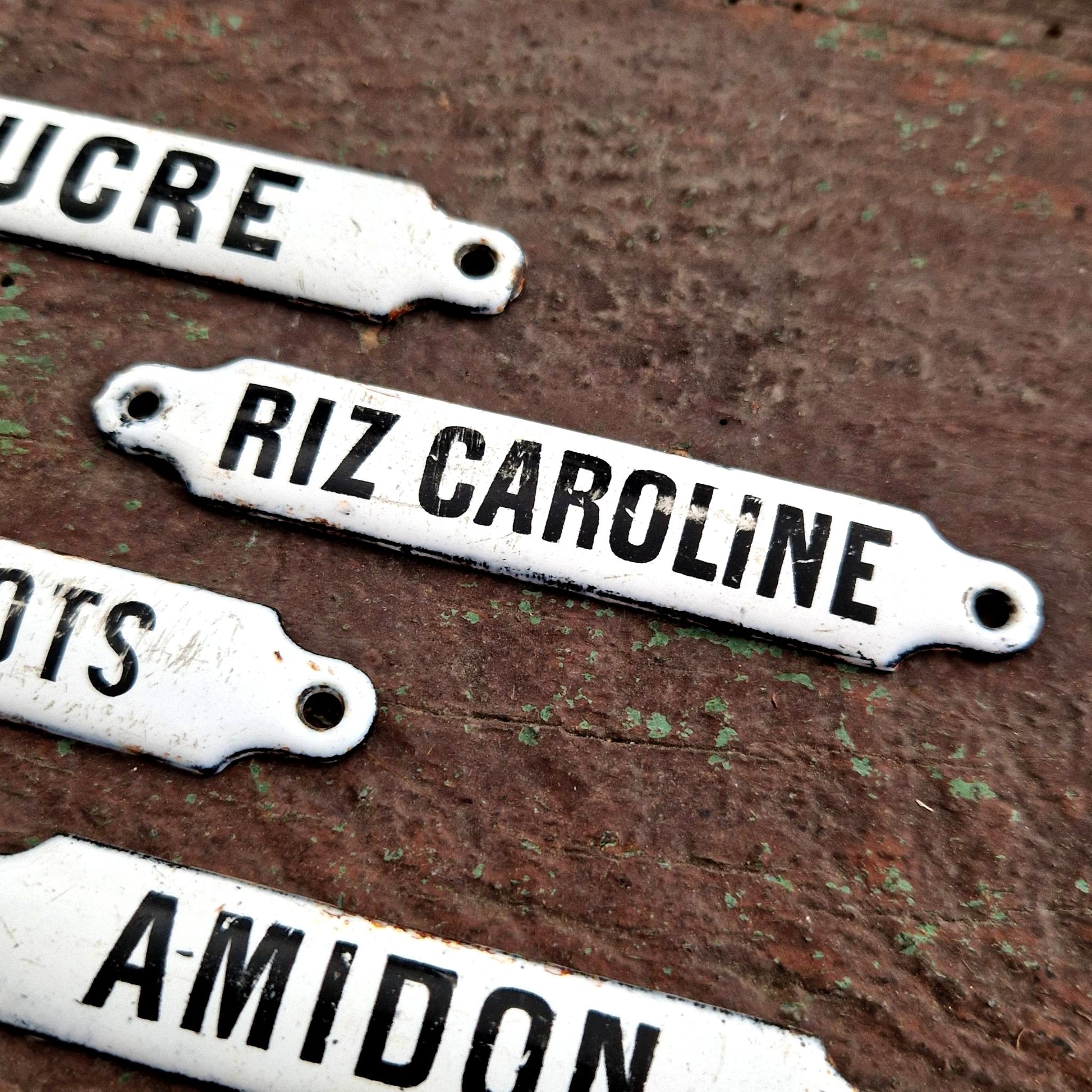 vintage enamel pantrys labels french