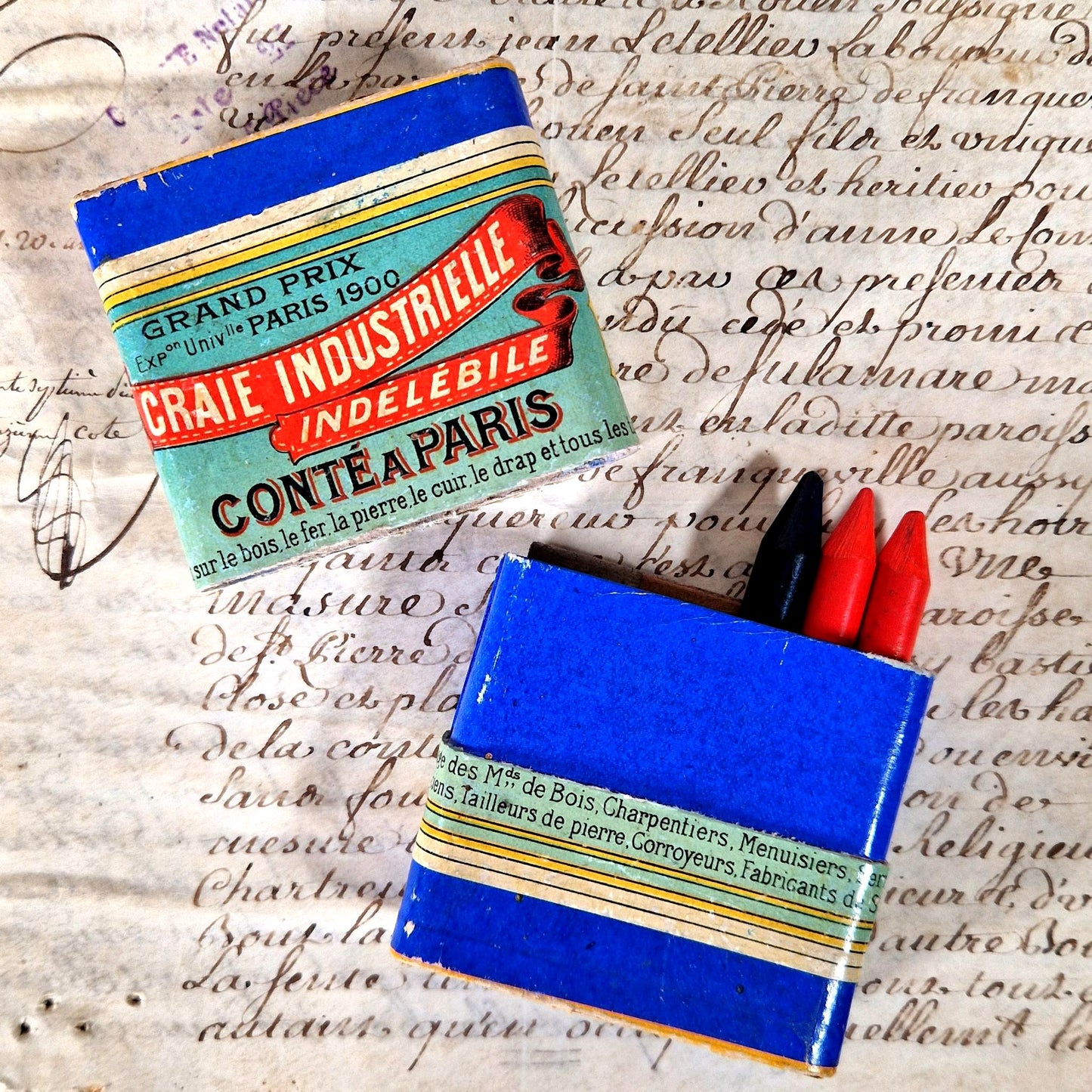 vintage french art supplies box