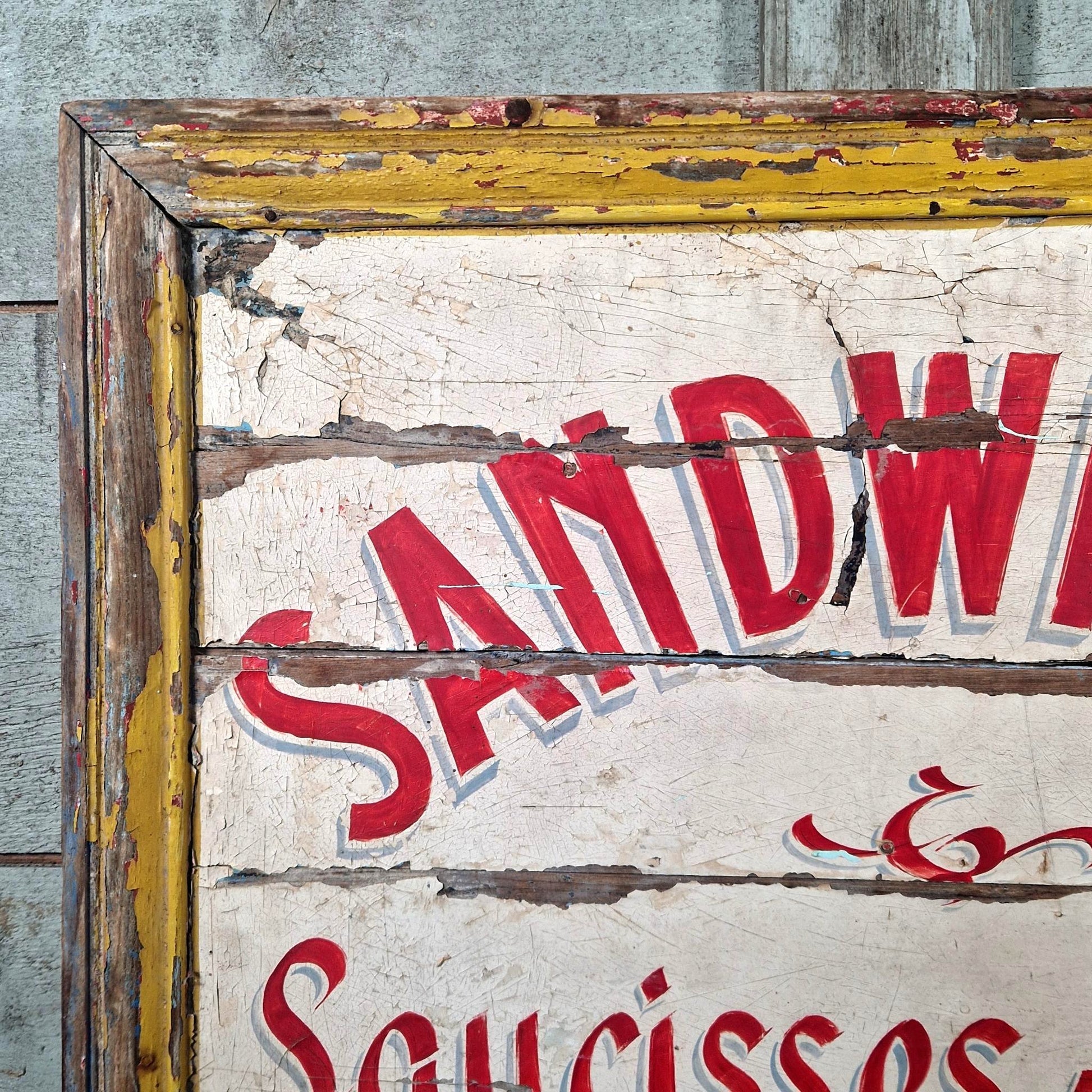 vintage french wooden signboard