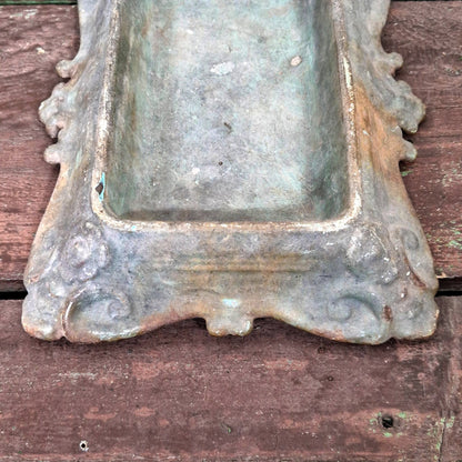 vintage iron tray green patina