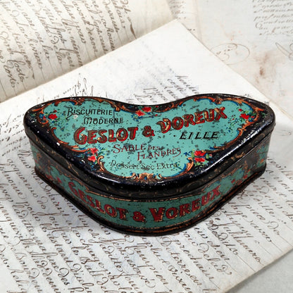 vintage lithographed tin biscuit box