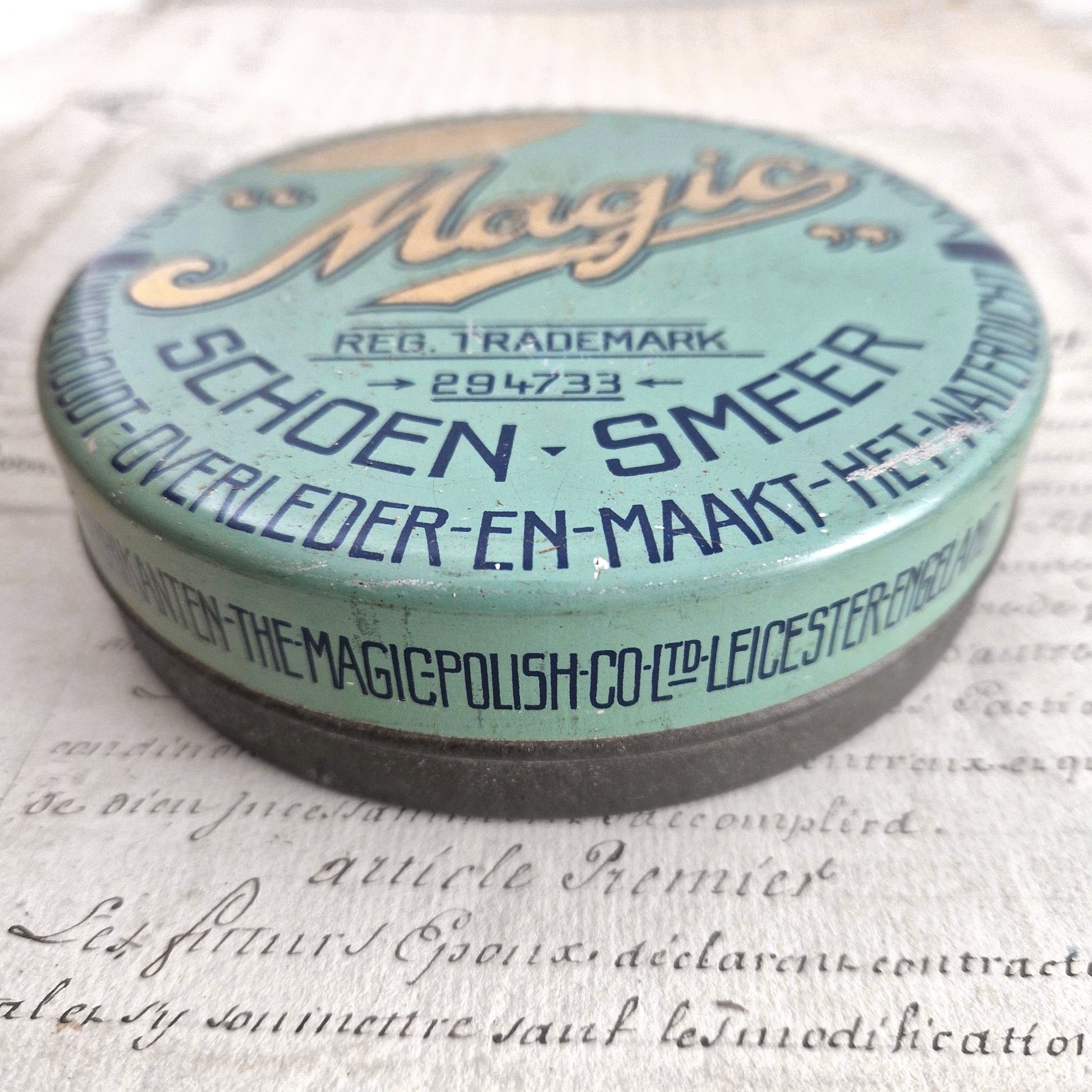 vintage magic shoe polish tin