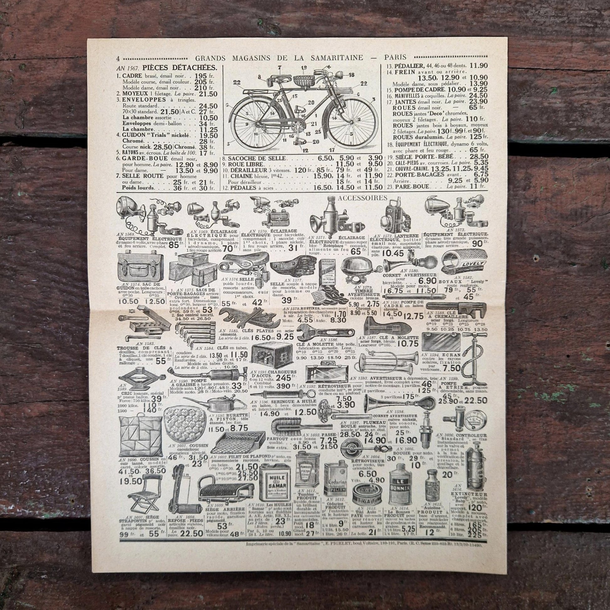vintage samaritaine bicycle motorcycle catalog
