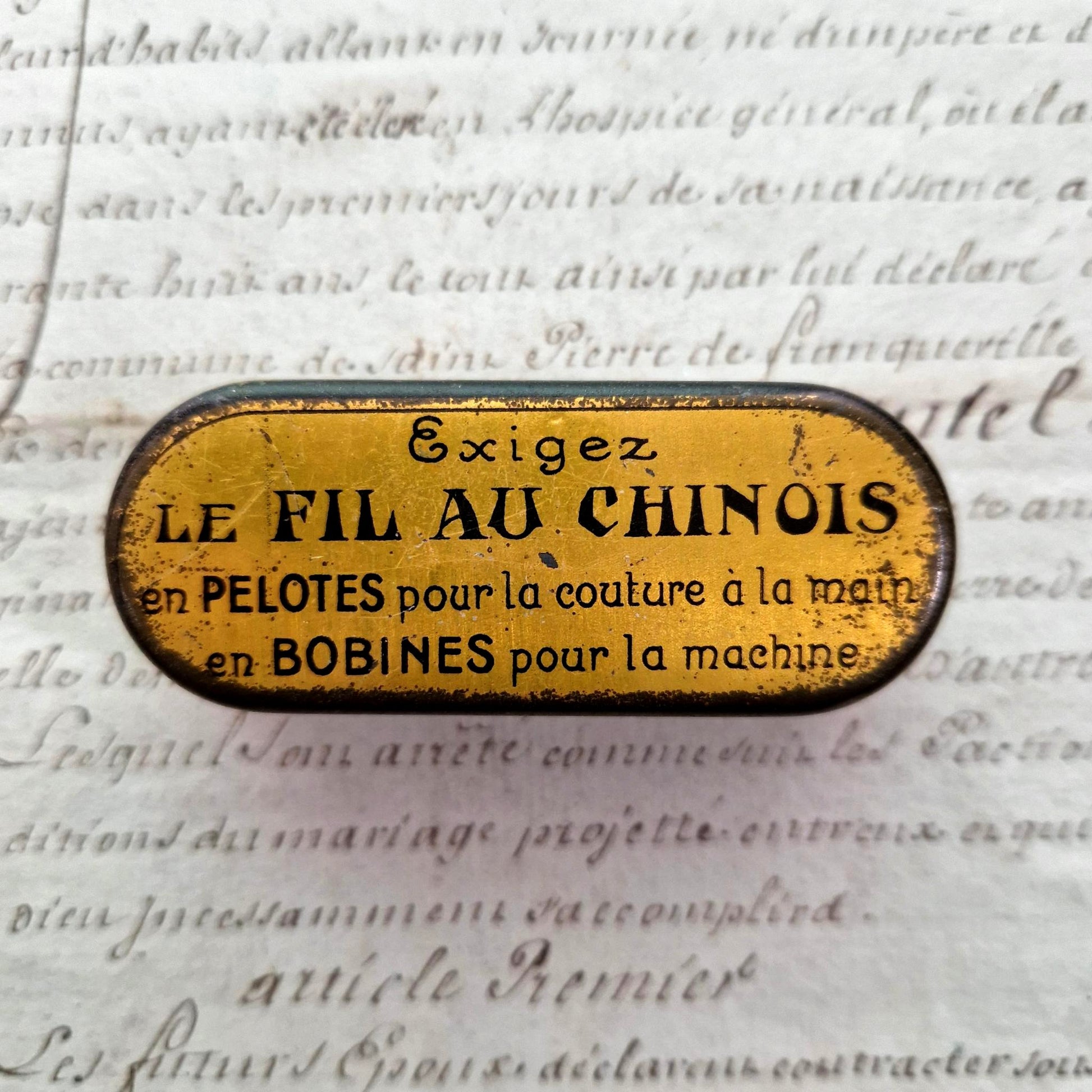 vintage sewing tin fil au chinois