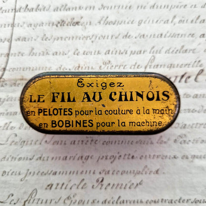 vintage sewing tin fil au chinois