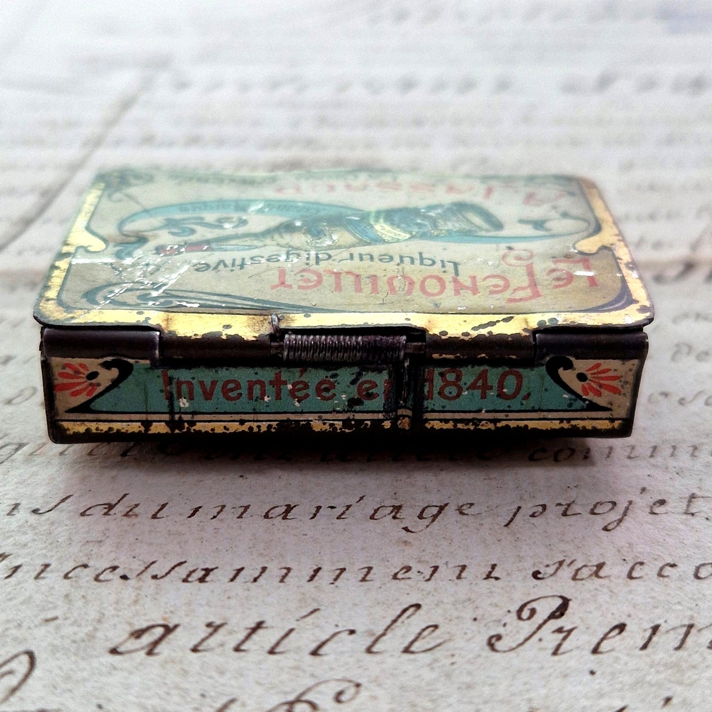 vintage tin liquor jassaud matchbox