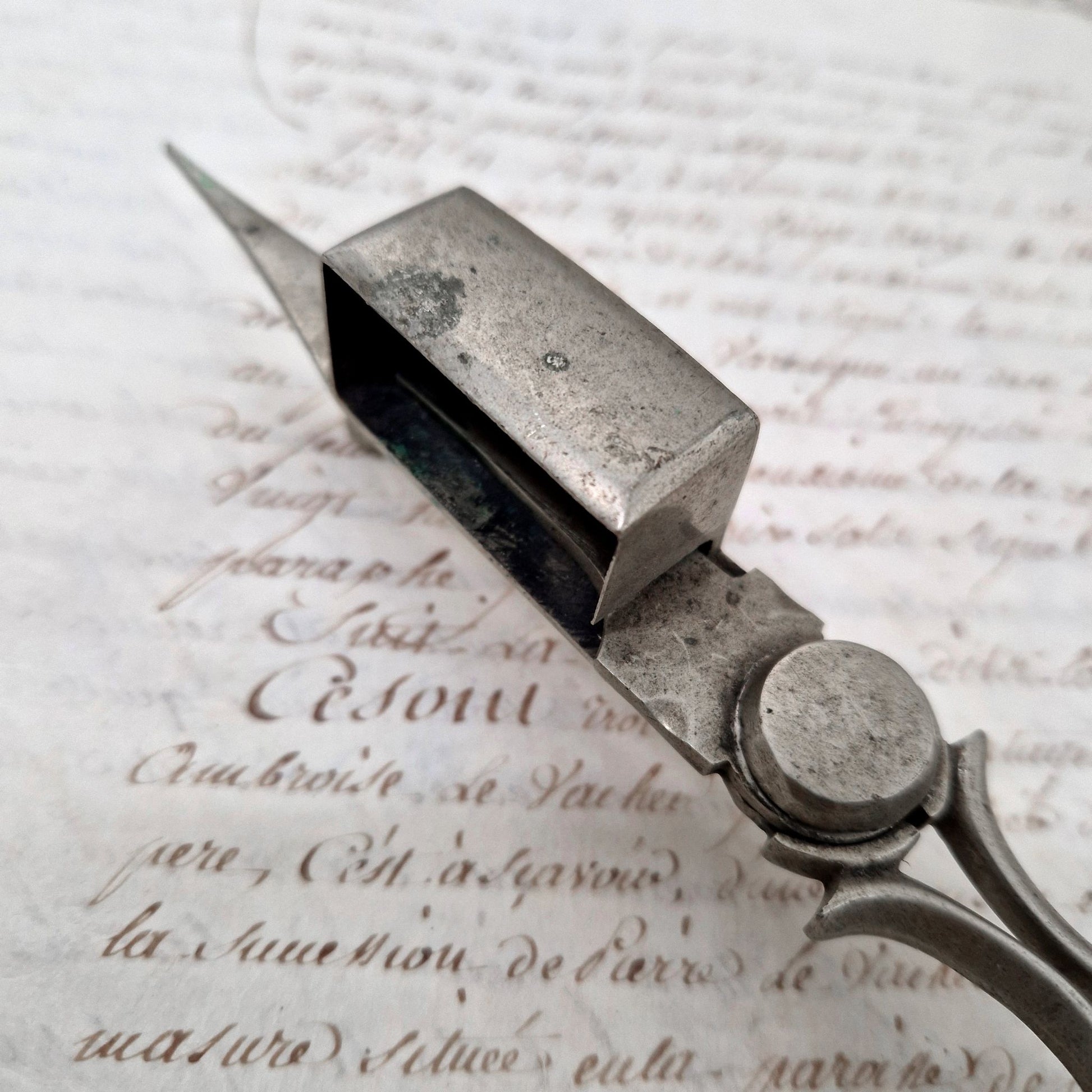 vintage wick cutter fireplace accessory