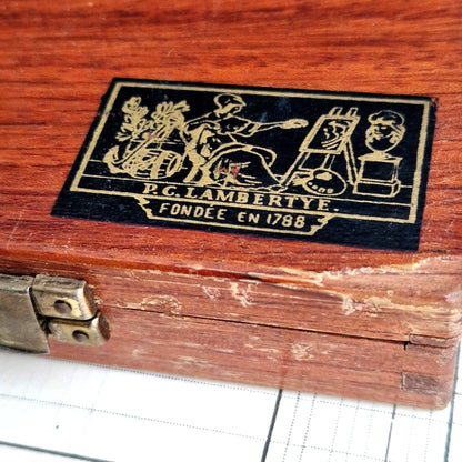 vintage wooden watercolor palette france