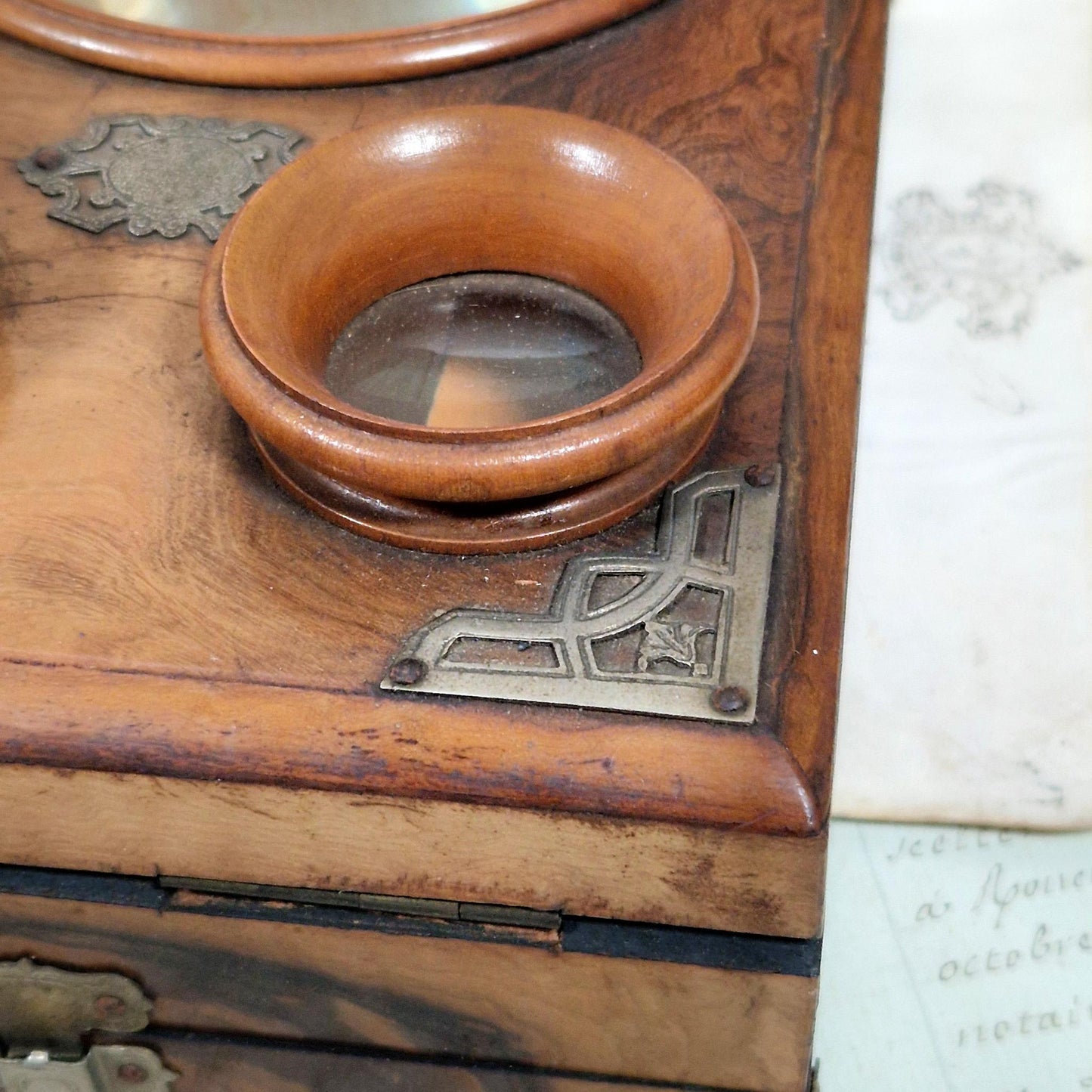 visionneuse photographique ancienne acajou noyer