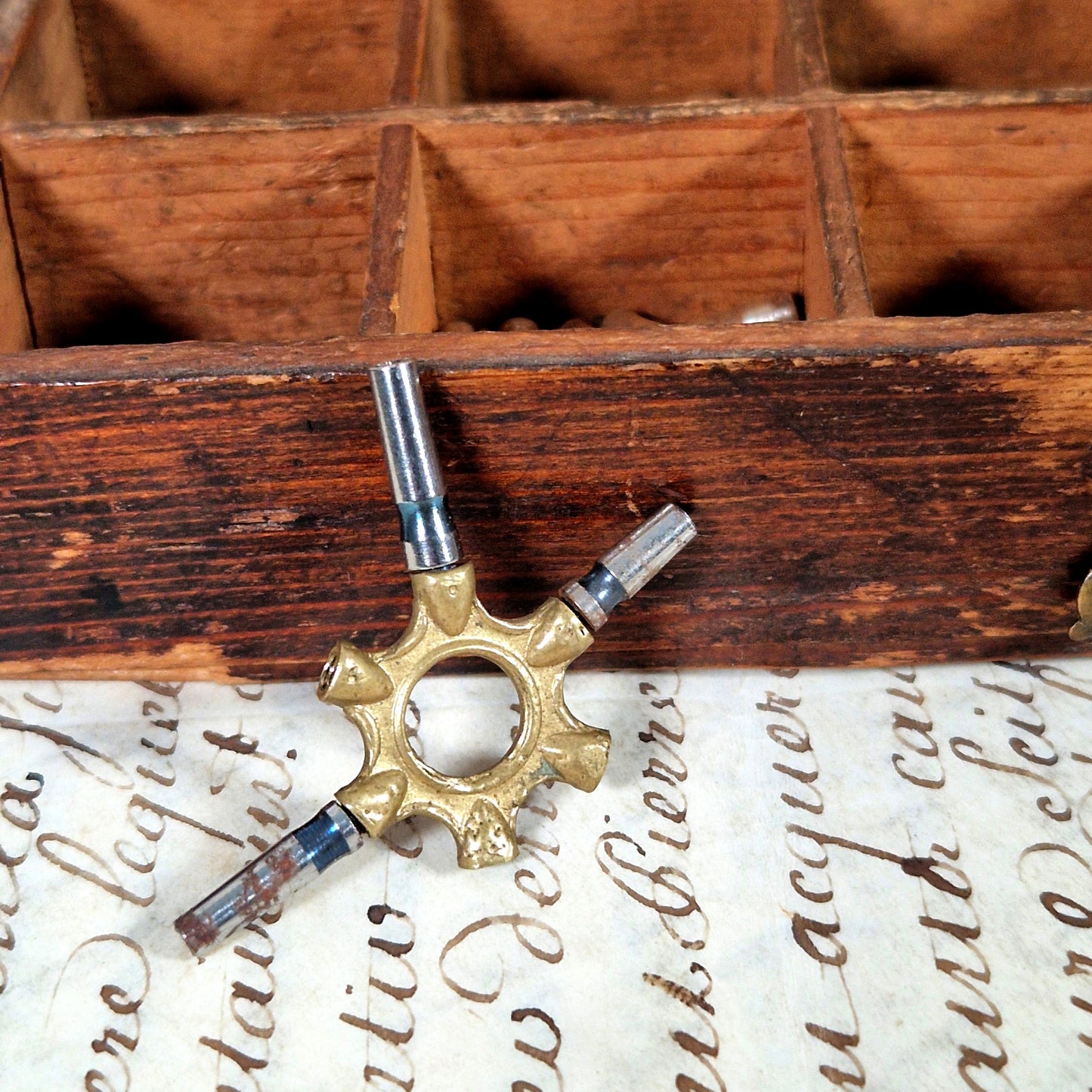 wooden watchmaker box numbered labels