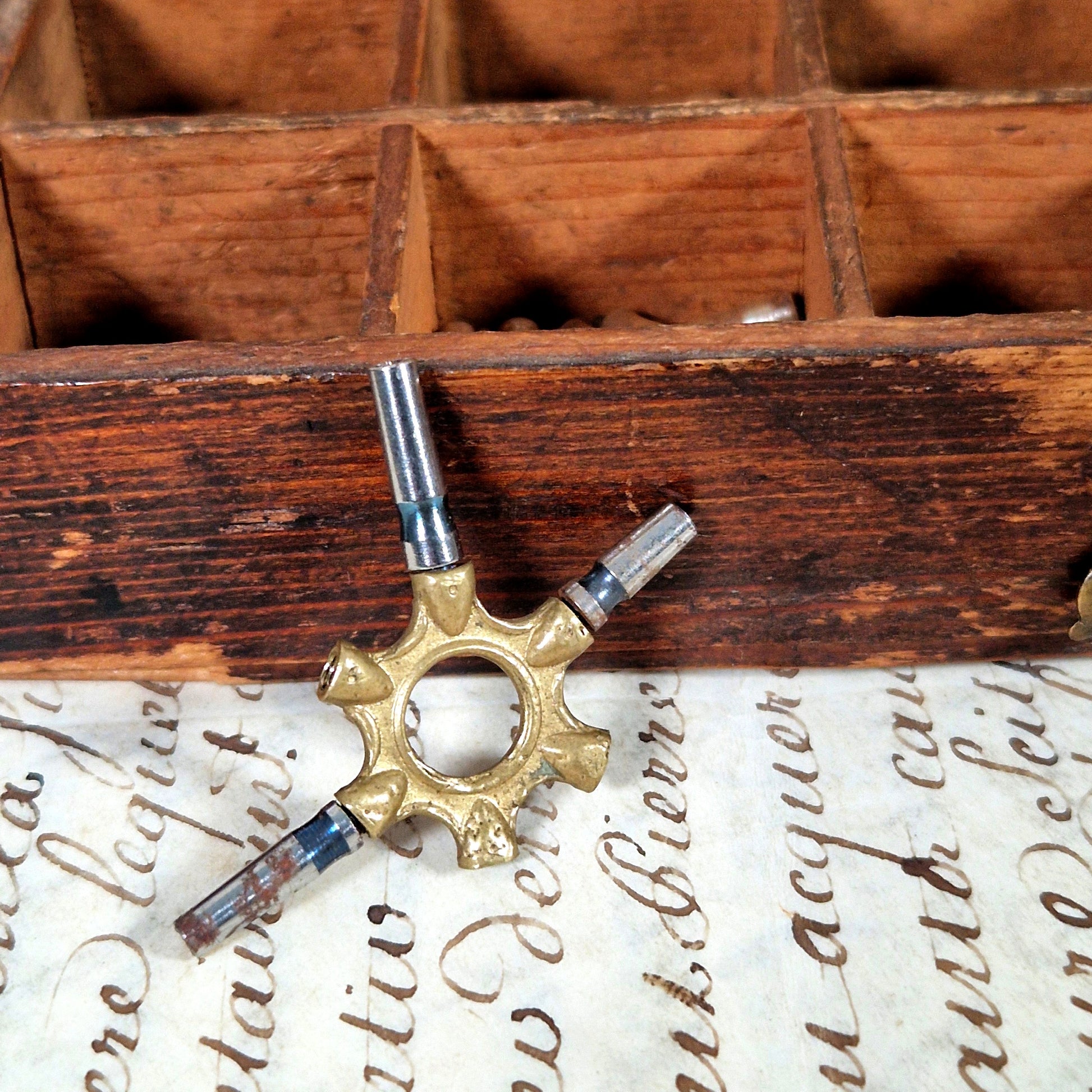 wooden watchmaker box numbered labels