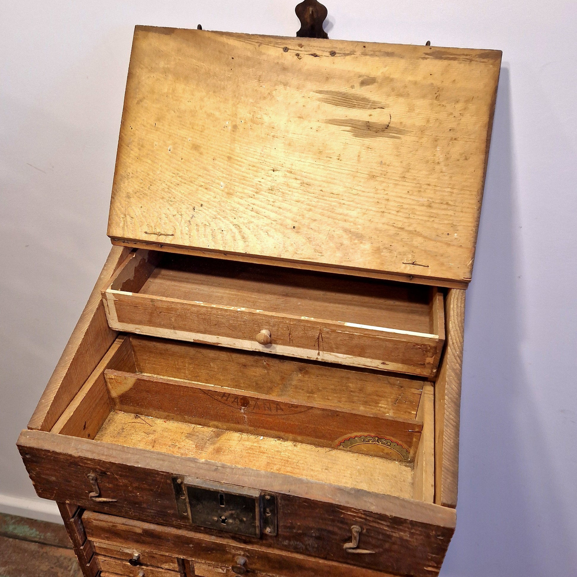 wooden workshop drawers vintage