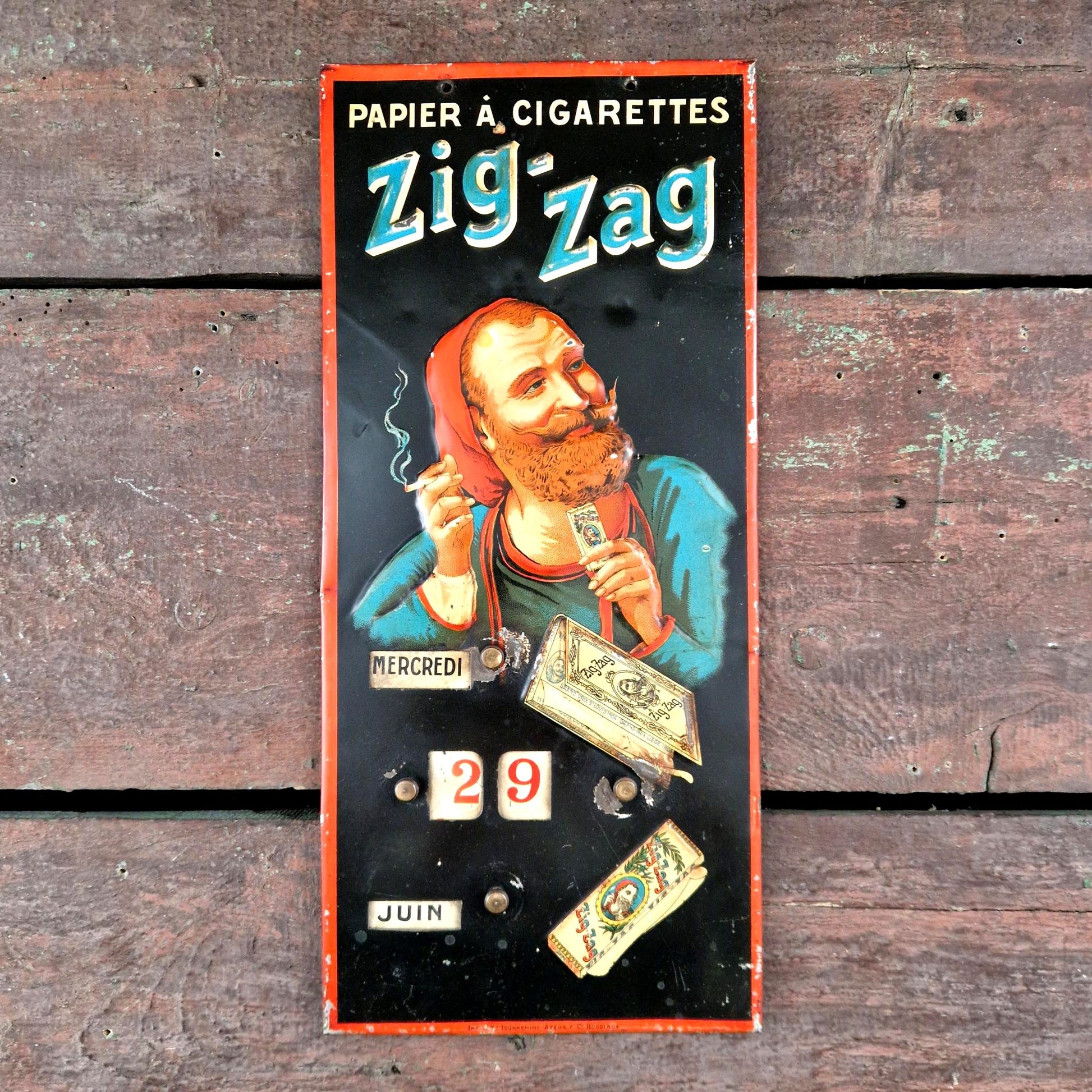 zig zag tobacco calendar advertising